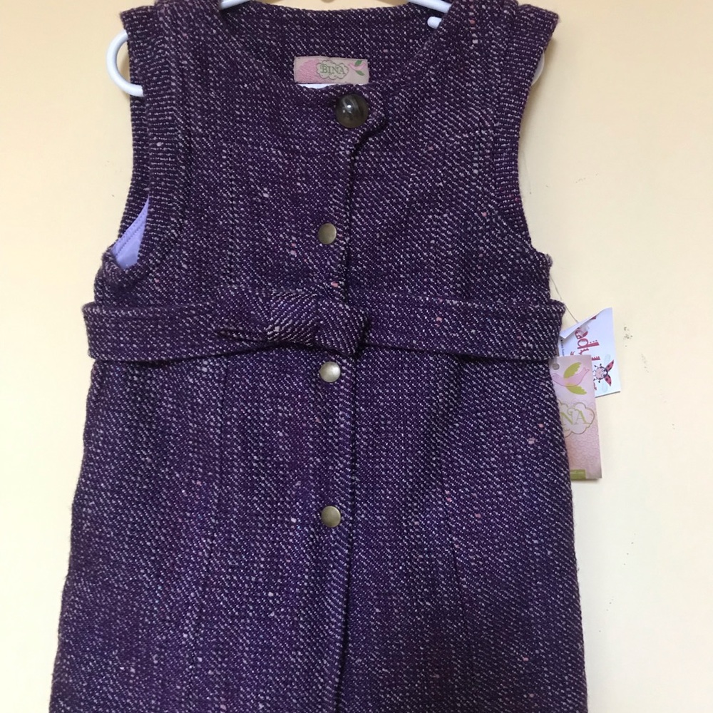 Girls tweed coat vest. Size: 6 & 7. color:purple